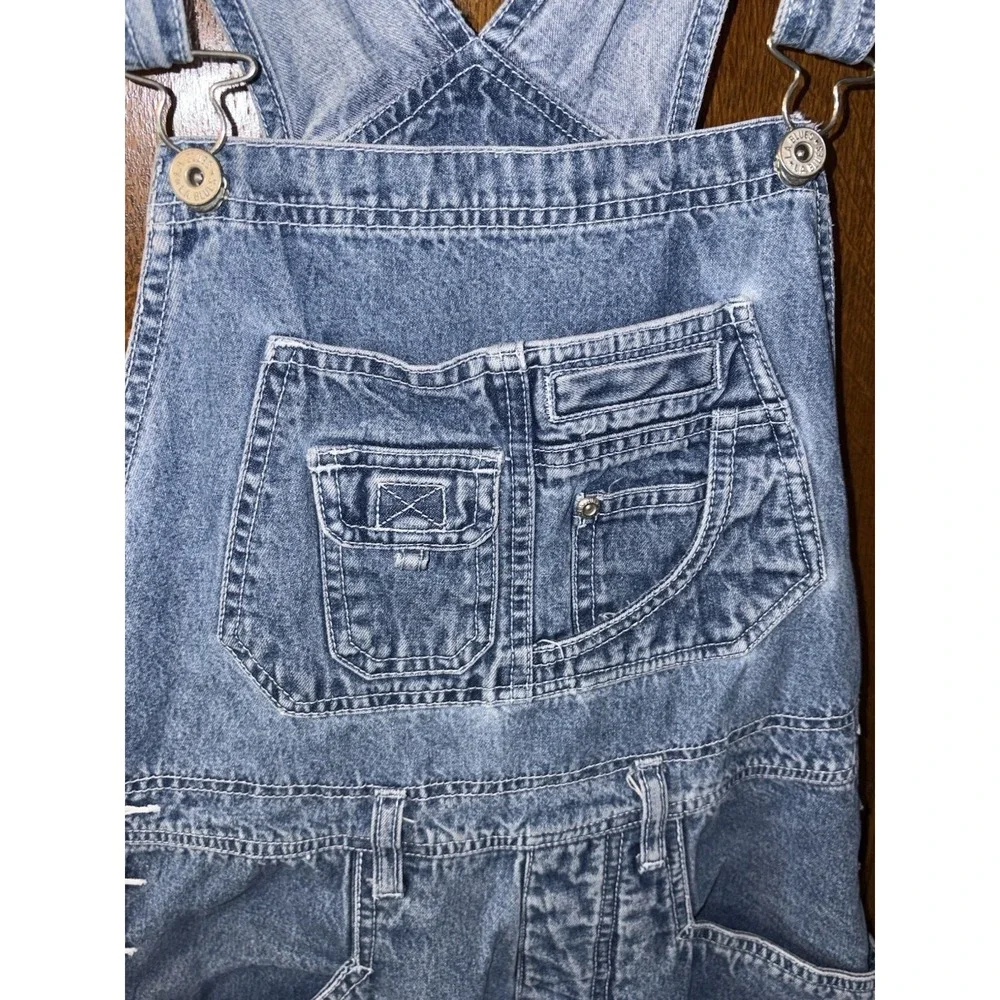 Vintage LA Blues Y2K Denim Bib Overalls Women's Size M Multi Mini Front Pockets